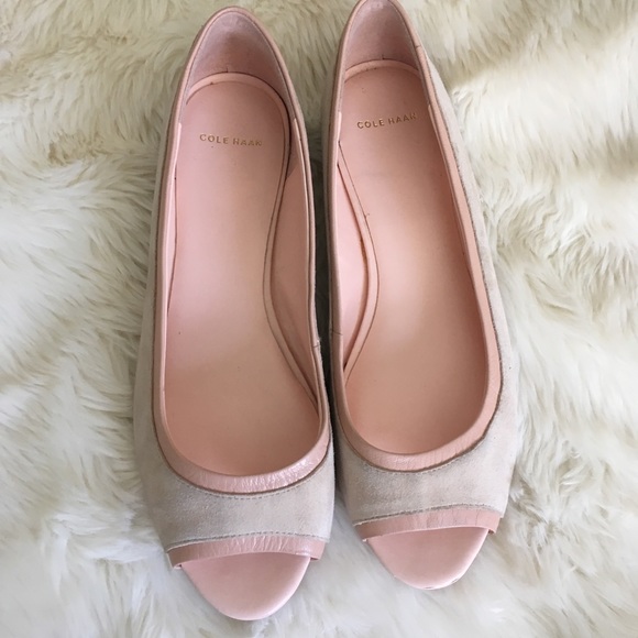 Cole Haan Suede Peep Toe Flats - Picture 2 of 7